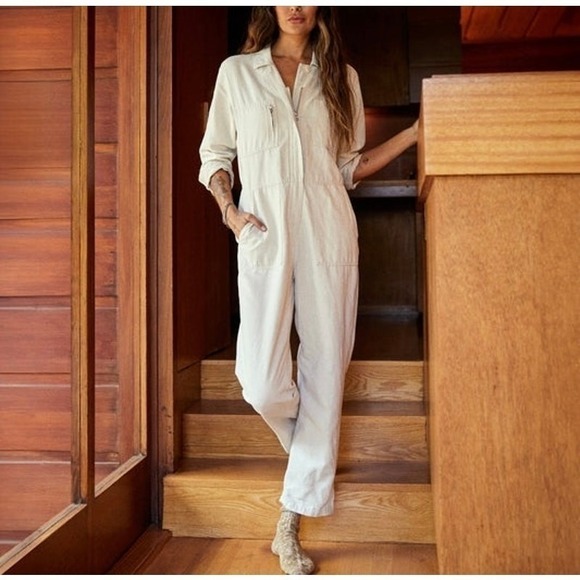 Outerknown Pants - OUTERKNOWN Station Jumpsuit Womens Small Natural Beige Linen Cotton Utility NEW